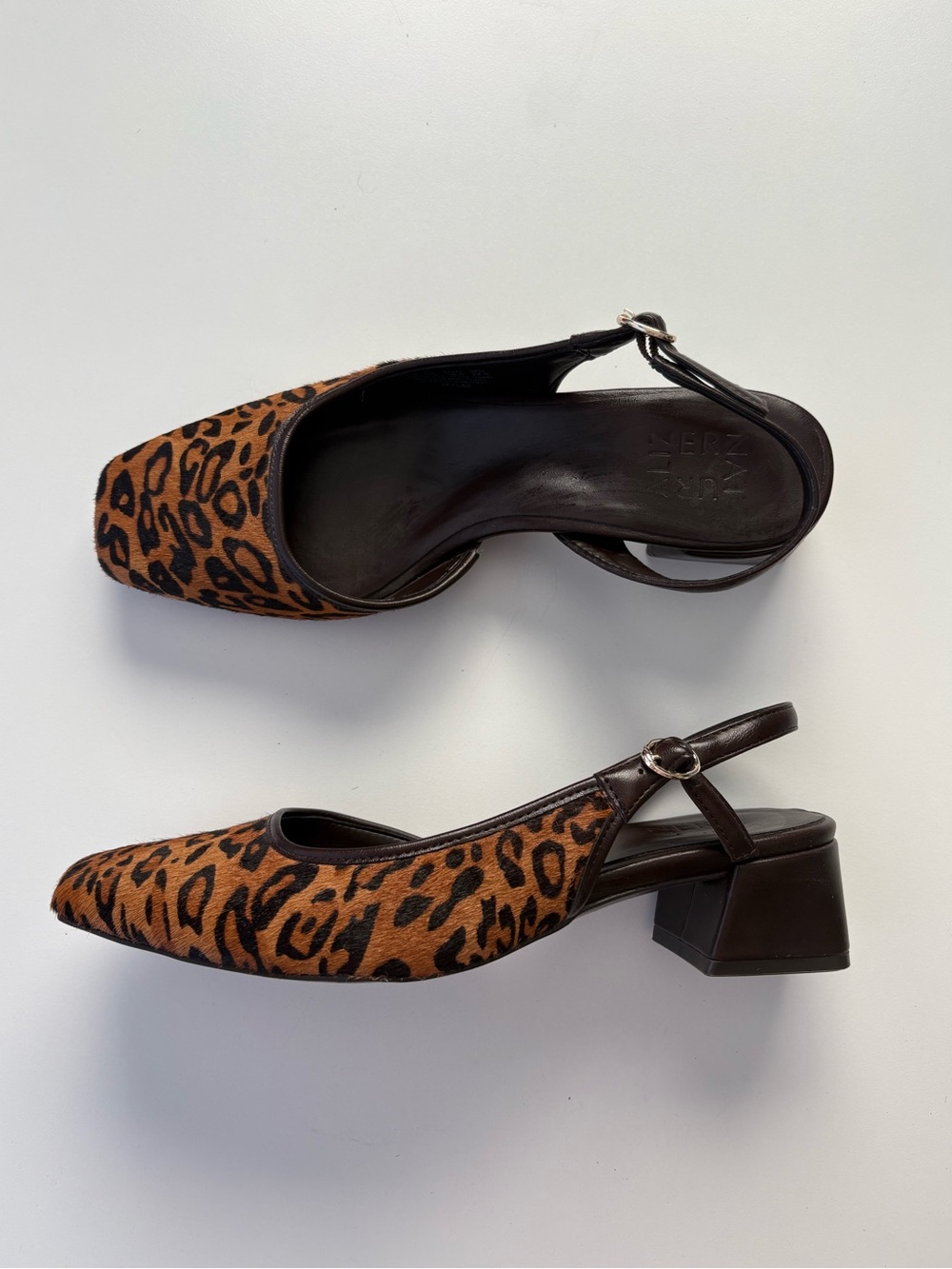 Naturalizer “Jayla” Leopard Calf Hair Slingback Block Heels — Size 8M 🐆